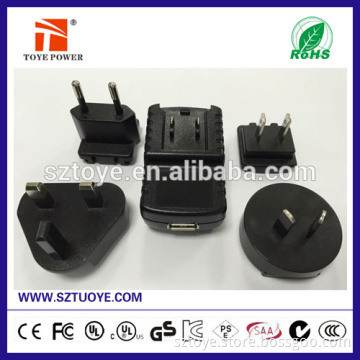 Interchangeable adapter 12v 2a usb wall socket eu chargers CE ROHS